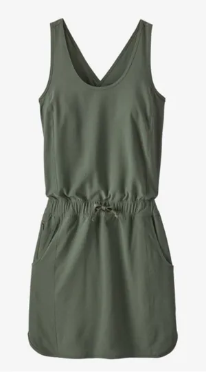 Patagonia Olive Green Drawstring Waist Dress – Size S thumbnail 1