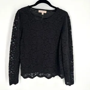 NWT Philosophy Women's Floral Lace Lined Long Sleeve Blouse Black‎ Size Small thumbnail 2