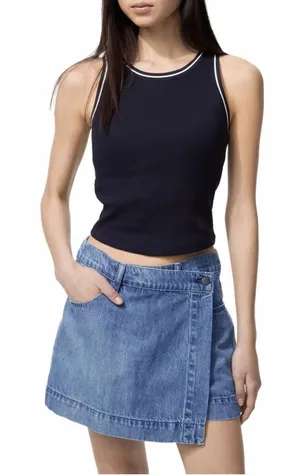 Uniqlo Drapey Denim Skort Indigo Blue NWT XS thumbnail 1