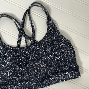 Lululemon Energy Bra Black White Speckled Strappy Back Medium Support Yoga Bra thumbnail 7
