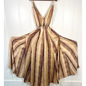 ASOS Boho Maxi Halter Chain Waist Reptile Snake Print Side Splits Dress Sz 8 thumbnail 2