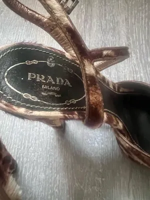 Vintage Prada calfskin leopard print peep toe slingbacks thumbnail 2