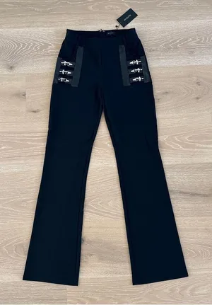 Outcast Ester Flare Pants with Silver Buckles Size L in Black thumbnail 1