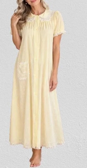 Charmore Vtg by Sears, Roebuck & Co. Pale Yellow Sheer Nightgown, Sz 40-42 thumbnail 1