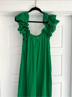 The GREAT Ruffle Green Cover-Up Dress -size small thumbnail 4