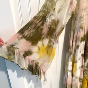 Young Fabulous & Broke Tie Dye‎ Mini Dress Womens Small Yellow Boho Bell Sleeve thumbnail 7