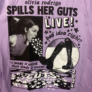 Olivia Rodrigo Spills Her Guts Live Purple T-Shirt L thumbnail 2