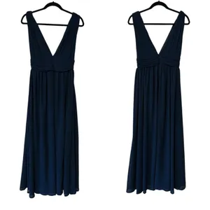 Lulus Dress Heavenly Hues Elegant Navy Blue Sleeveless Maxi Slit Size Small thumbnail 5