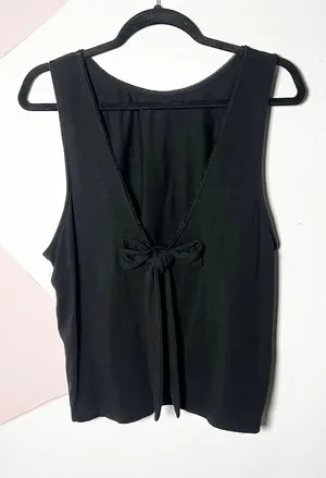 American Eagle Babydoll Top XXL Black Bow Preppy Coquette‎ thumbnail 1