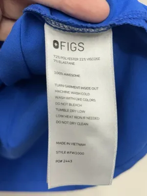 FIGS Caterina One-Pocket Scrub Top Women's Medium Blue Flawed READ thumbnail 8