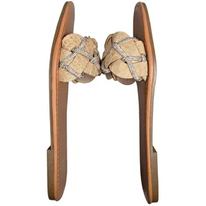 Yoki Alabama Women's Braided Rhinestone Flat Sandals in Beige‎ 9 NIB thumbnail 5