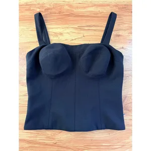 Great Jones‎ Black Bustier Crop Top Structured Corset Back Zip XS Going Out Top thumbnail 3