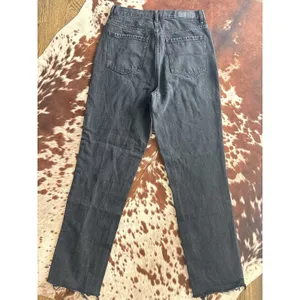 PacSun Women's Washed Black Dad Jeans 28 Mid Rise 5-Pocket Frayed Hem thumbnail 5