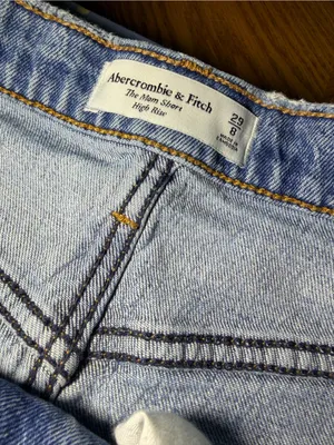 Abercrombie & Fitch Blue Distressed Denim Cutoff Shorts thumbnail 7