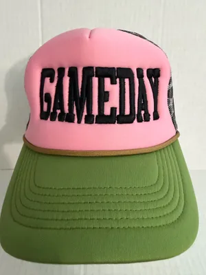 Flying S Co Pink and Green Trucker Hat with Embroidered Gameday Logo thumbnail 2