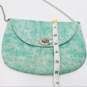 l*space Aqua Teal Blue Space Dye Silver Chain Crossbody Festival Bag Purse thumbnail 5