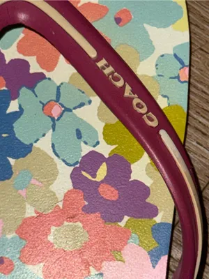 Coach Multicolor Floral Flip Flops with Pink Straps thumbnail 3