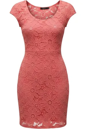 Tiana B Women's Coral Pink Floral Lace Cap Sleeve Sheath Dress Size M thumbnail 1