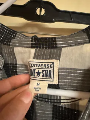 Converse One Star Black & White Plaid Button-Up Shirt M thumbnail 3
