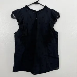 Boden Top Womens Size 6 Black Eyelet Ruffle Trim Embroidered Cotton Blouse thumbnail 4