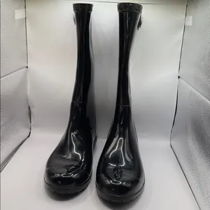 UGG Shaye Gloss Tall Rain Boots Black Waterproof Rubber Boot Size 8 thumbnail 5