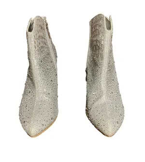Rhinestone silver star ankle boots size 38 thumbnail 4