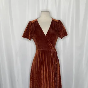 BALTIC BORN Andi Velvet High Low Maxi Dress Ribbed Party Holiday‎ Copper Rust XS thumbnail 4