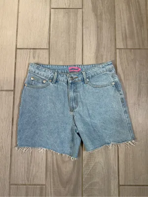 Edikted Light Blue High-Rise Frayed Hem Jean Shorts thumbnail 3