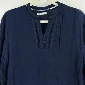 ZARA‎ Navy Lace Insert V-Neck Tunic Top Size XS thumbnail 7