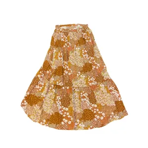Floral Wrap Boho Maxi Skirt Ruffle Hem Ditsy Botanical Garden Artsy thumbnail 2
