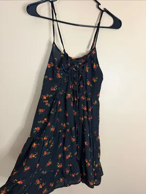 Heart Hips Black Mini Sundress with Red and Yellow Floral thumbnail 3