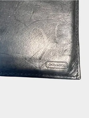 Vintage Coach Madison Black Leather Slim Envelope Trifold Wallet Made in Italy thumbnail 5