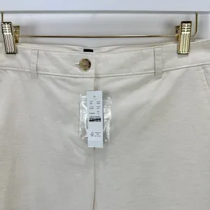 J.Crew Full Length Wide Leg Trouser Cotton Linen Blend Ivory Relaxed US 6 NWT thumbnail 11