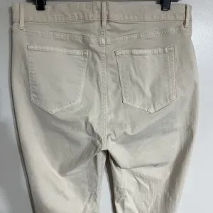 Loft Women's Cream Colored Khaki‎ Pants Size 12 Petite Straight Leg Raw Hem thumbnail 11