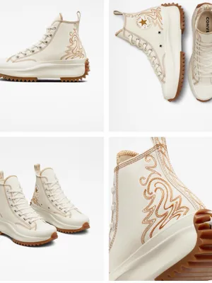Converse Cream High-Top Sneakers with Tan Stitching thumbnail 2