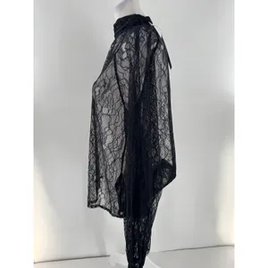 NA-KD Black Lace Blouse 36 US Small 4 Sheer Romantic Grunge Whimsigoth Layering thumbnail 5