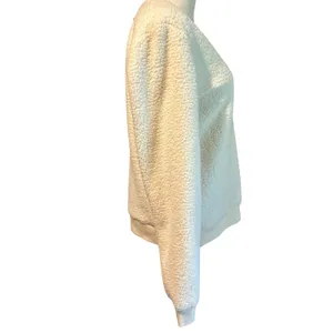 Lucky Brand Cream Fleece Sherpa Top NWT SZ Med Long Sleeves Minimalist Lagenlook thumbnail 5