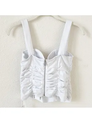 Reformation Linnea Knit Top White Size XS Corset Ruched Neutral Sweetheart thumbnail 2