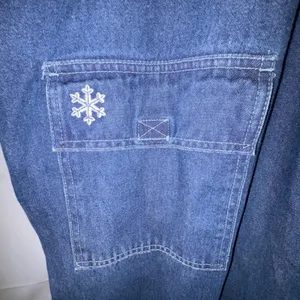 Vintage Disney Winnie the Pooh Eeyore Denim Overalls Blue Snowflake Embroidered thumbnail 7