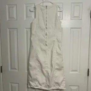 ZARA White Denim Midi Dress thumbnail 4