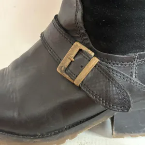 Fabianelli Black Leather Suede Tall Moto Boots Buckle Detail G186 Euro 37 thumbnail 5