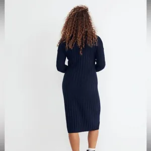 NWT Madewell Navy Ribbed Wool Blend Midi Sweater Dress Size Small thumbnail 3