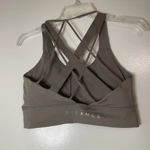 Balance Athletica The Aura Bra Strappy Back Sports Bra tan brown medium padded thumbnail 2