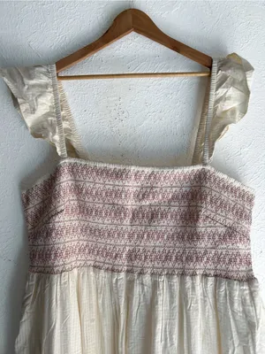 Madewell Embroidered Lucie Midi Dress 3X Off White Cotton Cottagecore thumbnail 4