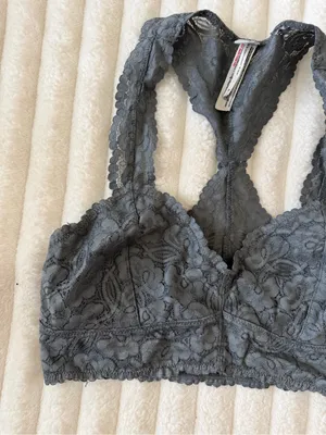 Free People Charcoal Lace Racerback Bralette thumbnail 2