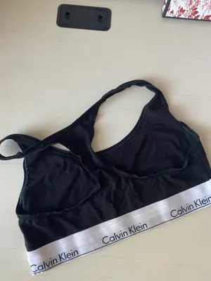 Calvin Klein Modern Cotton Unlined racer back Bralette logo band thumbnail 3