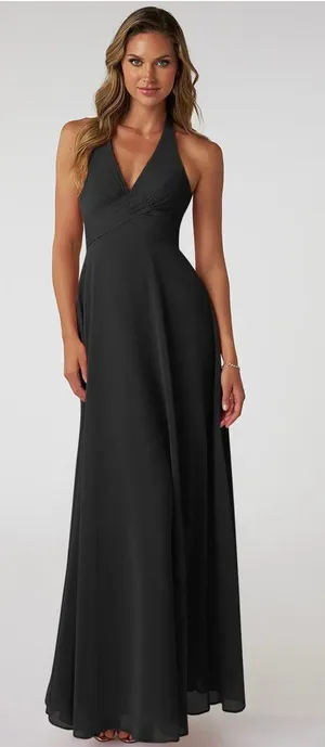 Azazie Tessie Bridesmaid Dress Black thumbnail 1