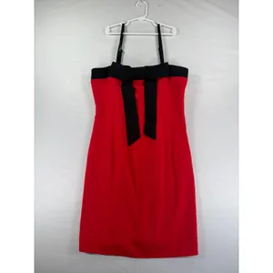 Wild Fable Red Mini Dress Black Bow Adjustable Straps Size S NWT Parisian Chic thumbnail 3