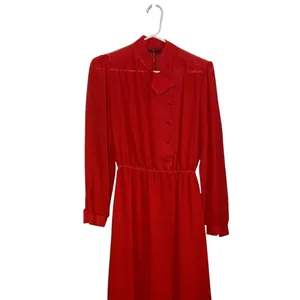 Vintage 70s 80s Cabaret Paris Red black Pin Striped Secretary dress valentines thumbnail 4