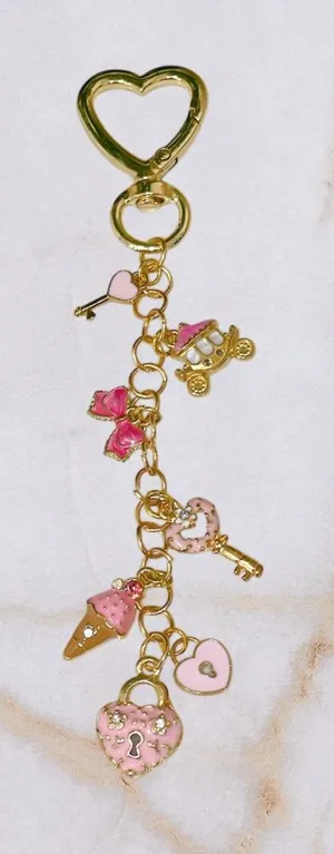 Pink Purse Charms, Keychains, Key Holder, Bag Charm, Purse Accessory, Chain thumbnail 1